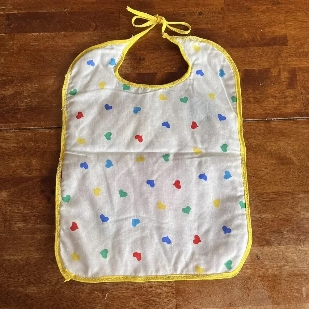 Paddington Bear Baby Bibs Quilted Tie Closure Lot Handmade 2 Unfinished Neckline